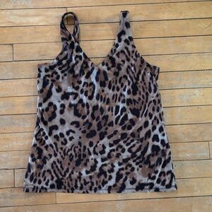 EUC Chico's Leopard Print V-Neck Camisole - Brown & Black